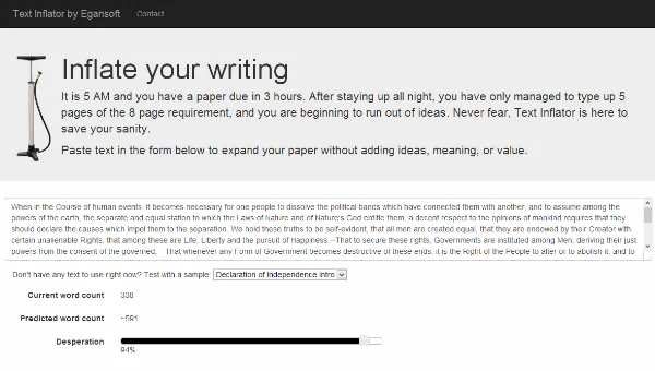 Text Inflator’s writing editor and expansion controls